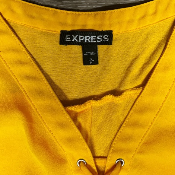 Sleeveless Gold V-Neck Semi Sheer Express Blouse - Picture 3 of 7